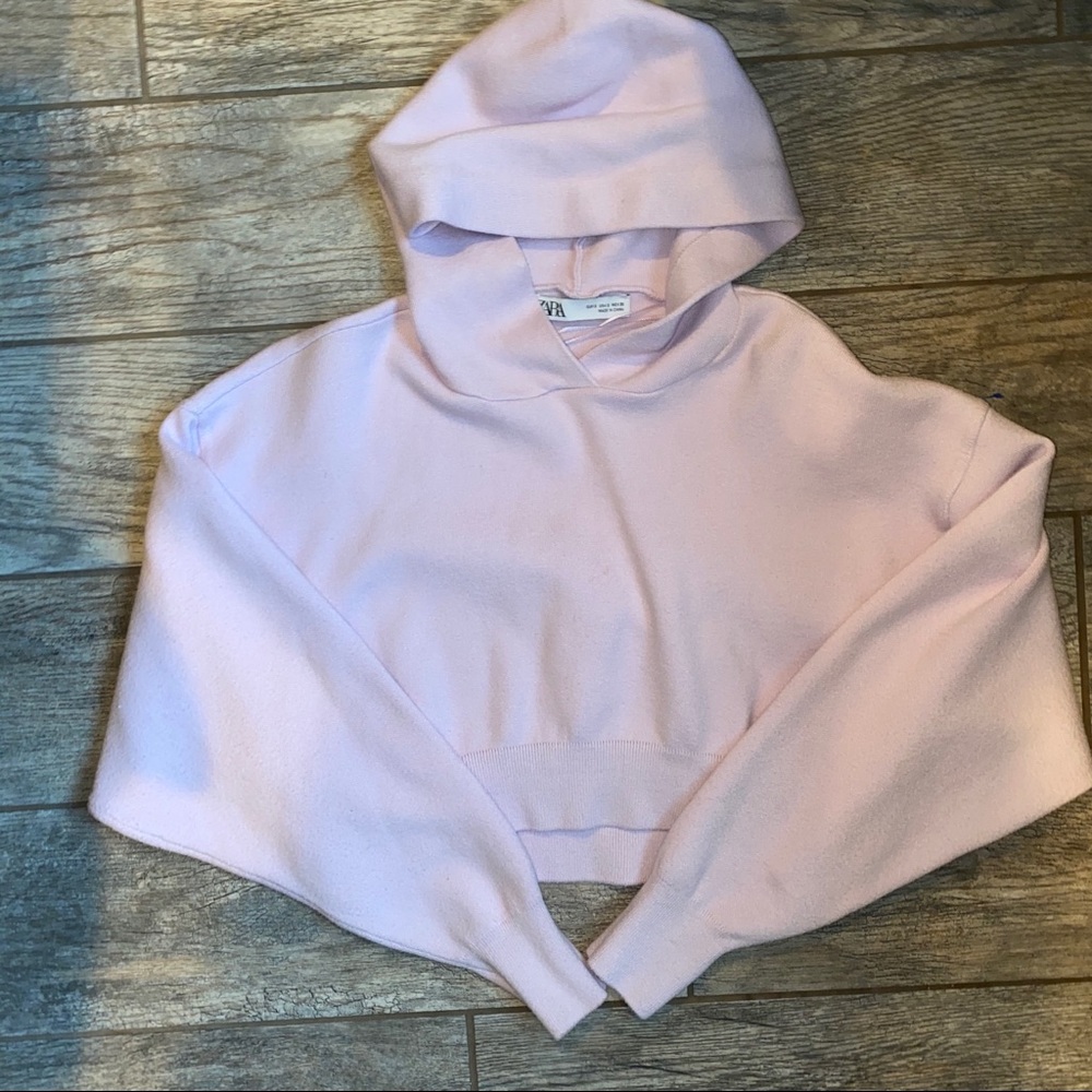 Zara Lilac Knit Cropped Hoodie